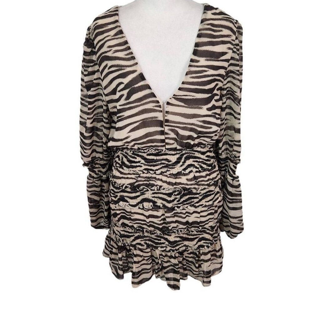 Olivaceous Brown Animal Print Mini Dress Size Small Brown Zebra Print Dress